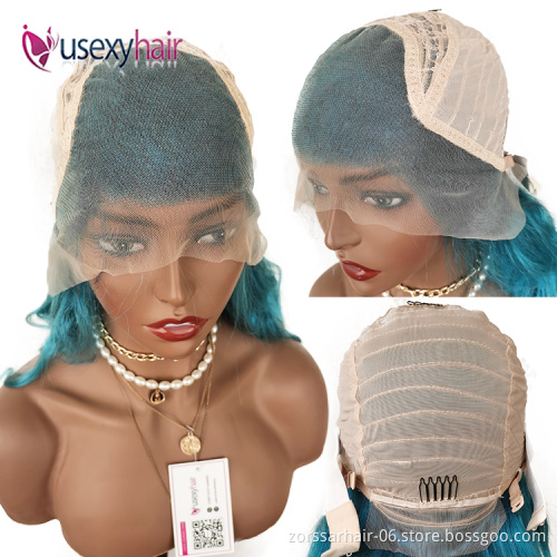 Body wave virgin brazilian hair blue lace frontal wigs transparent hd lace wigs human hair full lace front wigs for black women